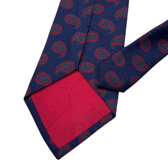 TURNBULL & ASSER Blue/Red Paisley Silk LUXURY Tie HANDMADE ENGLAND - Picture 4 of 4